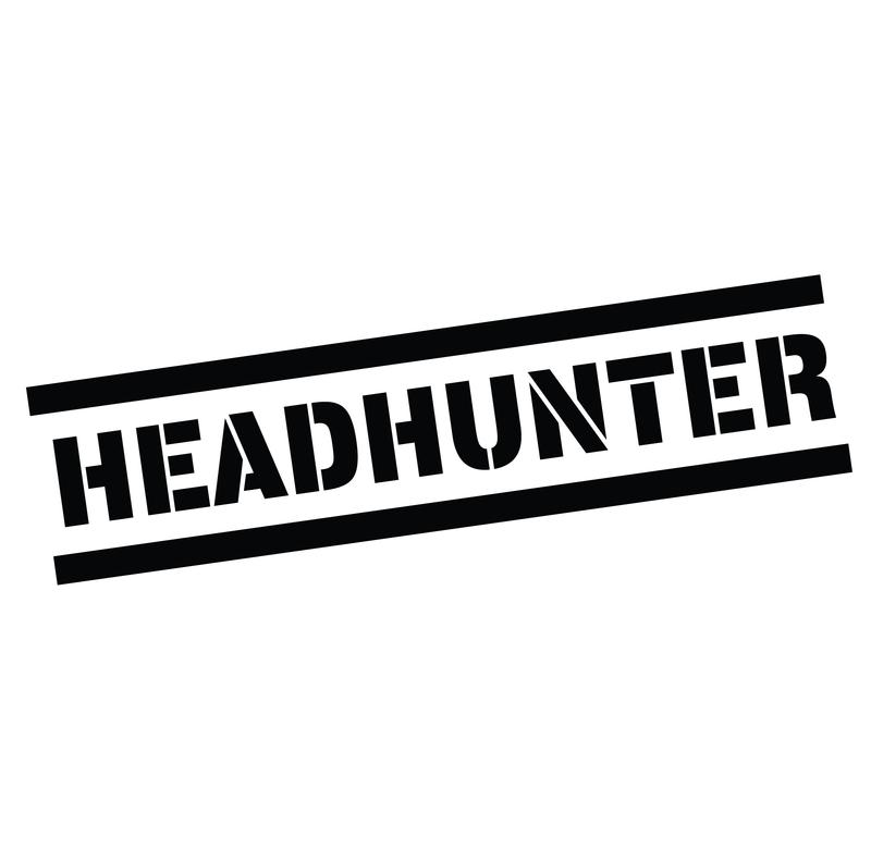 headhunter rubber stamp black. Sign, label sticker